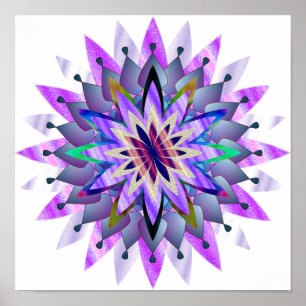 Poster Arte da flor de Lotus do damasco da mandala