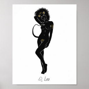 Poster Arte da Leoa Celestial Deusa Leão Zodíaco