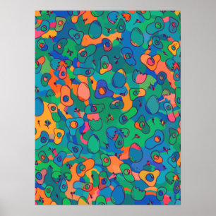 Poster Arte da Linha Abstrato Azul de Rabanete