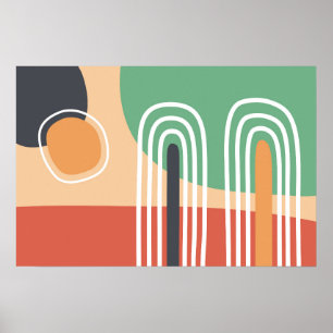 Poster Arte da linha de abstrato da boêmia retrógrada