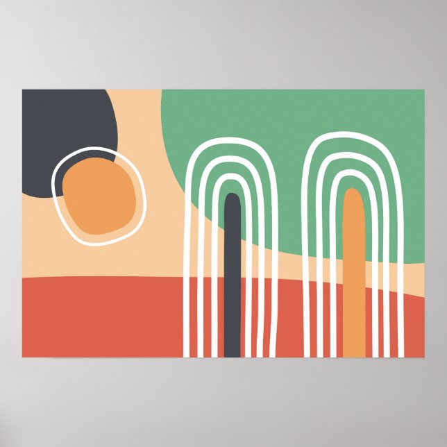 Poster Arte da linha de abstrato da boêmia retrógrada (Frente)