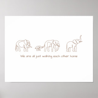 Poster Arte da linha do solteiro - elefante