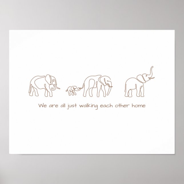 Poster Arte da linha do solteiro - elefante (Frente)