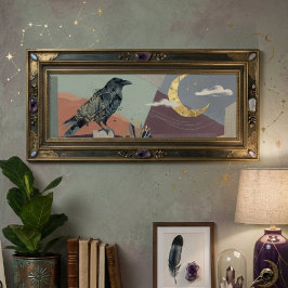 Poster Arte da Lua Corvo Celestial – Natureza Gótica