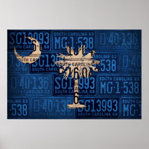 Pôster Arte da matrícula da bandeira do estado de South