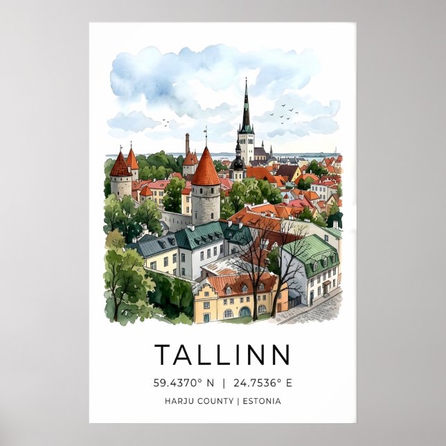 Poster Arte da Muralha da Cidade de Tallinn Báltico - Ant (Frente)