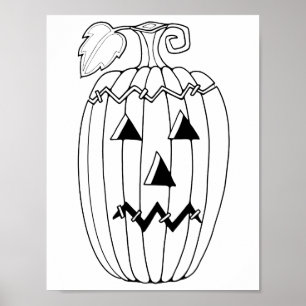 Poster Arte da Página de Coloração do Halloween Jack O’La