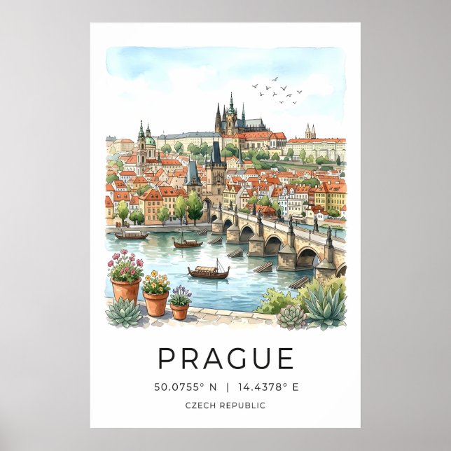 Poster Arte da Parede da Cidade de Praga Ponte Carlos, Ri (Frente)