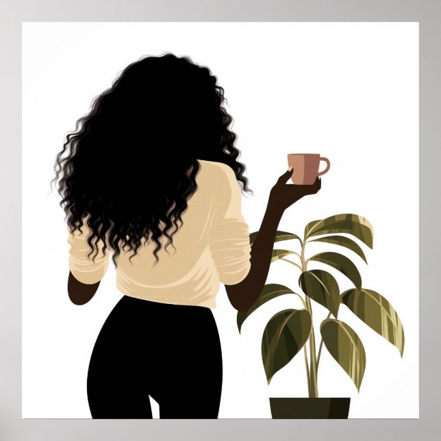 Poster Arte da Parede de Bela Negra abstrato sem Rosto (Frente)