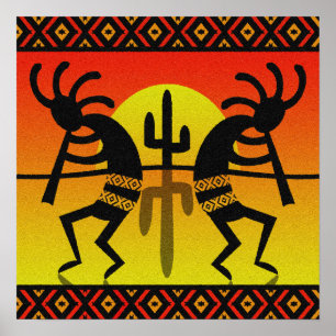 Pôster Arte da parede de Kokopelli do sudoeste do cacto