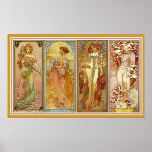 Pôster Arte da parede de Les Quatre Saisons Mucha