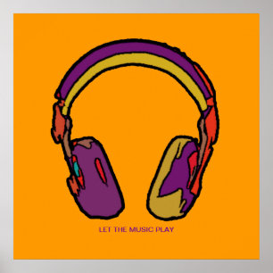 Poster arte da parede do auscultadores do DJ