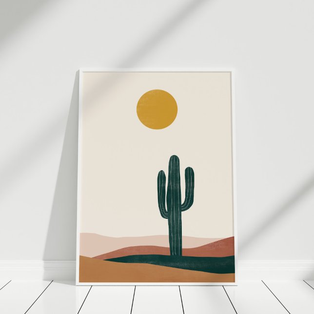 Poster Arte da Parede do Deserto do Abstrato boêmico (Bohemian Abstract Desert Landscape Wall Art in white frame)