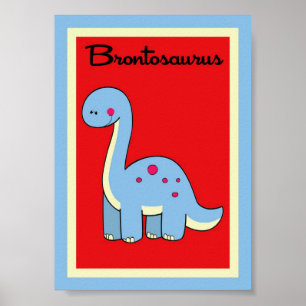 Pôster arte da parede dos dinossauros do Brontosaurus 5X7