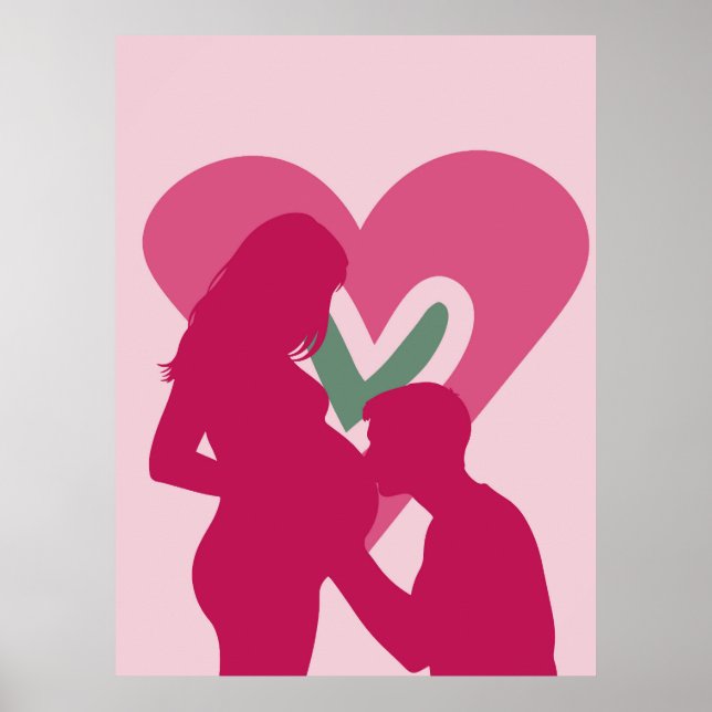 Poster Arte da Parede Silhouette da Mulher Grávida Elegan (Frente)