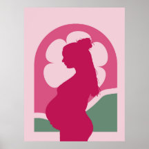 Arte da Parede Silhouette da Mulher Grávida Elegan