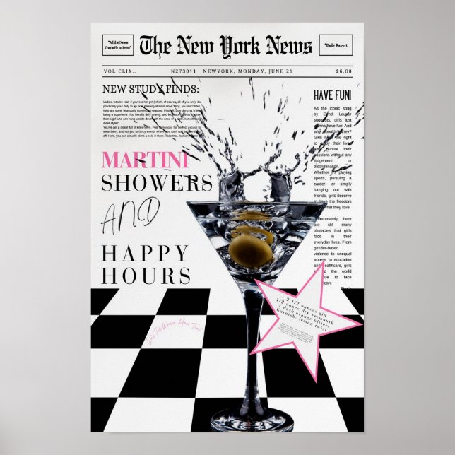 Poster Arte da Parede Trendy de Jornais (Frente)