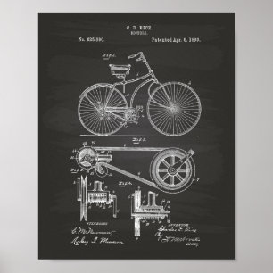 Pôster Arte da patente da bicicleta 1890 - quadro
