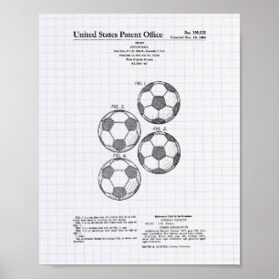 Pôster Arte da patente da bola de futebol 1964 do vintage
