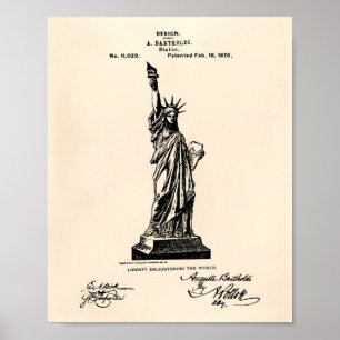 Pôster Arte da patente da estátua da liberdade 1879 -