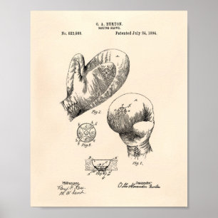 Pôster Arte da patente da luva de encaixotamento 1894 do