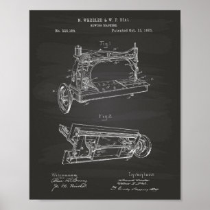 Poster Arte da patente da máquina de costura 1885 -