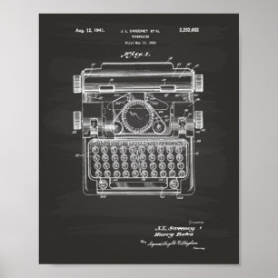 Pôster Arte da patente da máquina de escrever 1941 -