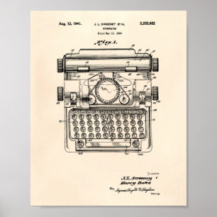 Poster Arte da patente da máquina de escrever 1941 -