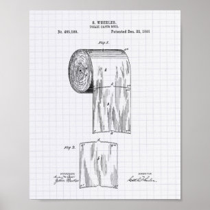 Pôster Arte da patente do rolo 1891 do papel higiénico -