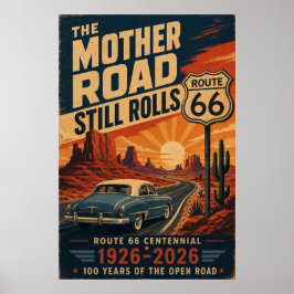Poster Arte da Rota 66 Centenária Estrada Mãe