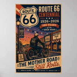 Poster arte da Rota 66 Main Street Motorcycle Centenário