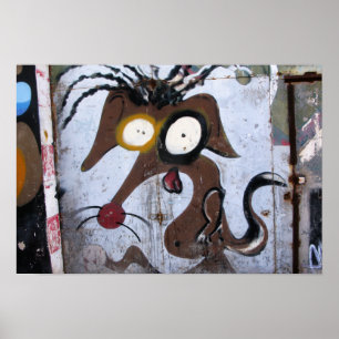 Pôster Arte da rua do cão dos desenhos animados do Las