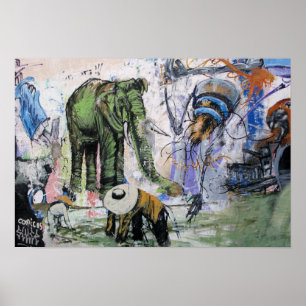 Pôster Arte da rua do elefante do Las Palmas