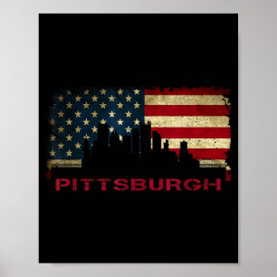 Poster arte da silhueta da cidade de Pittsburgh bandeira