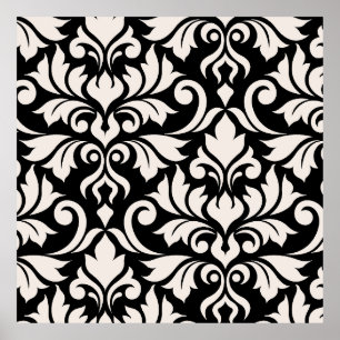 Poster Arte Damasco I Creme em Preto