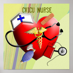 Poster Arte das canvas da enfermeira de CVICU