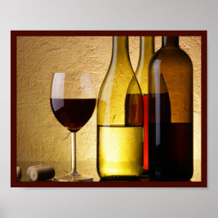 Poster arte das garrafas de vinho 10x8 e da parede de