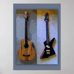 Poster Arte das guitarra de contrabaixo