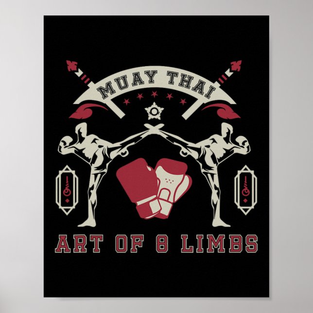 Poster Arte De 8 Membros Muay Thai (Frente)