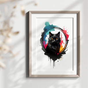 Poster Arte de Abertura de Cor de Água Preta Mística