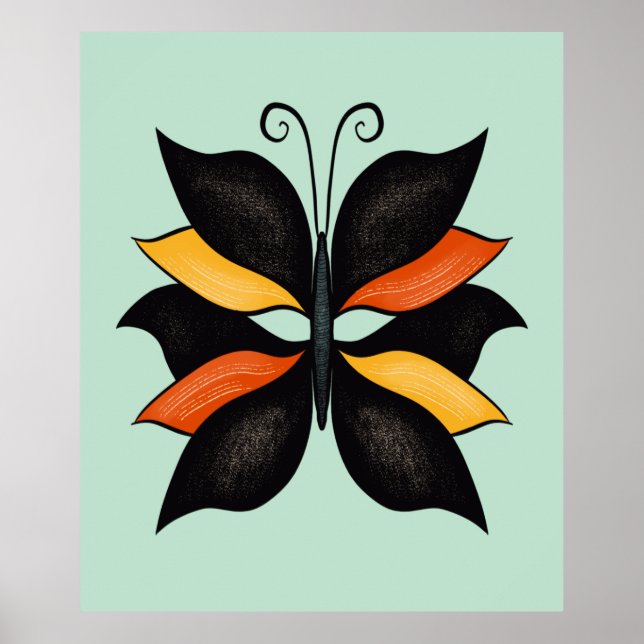 Poster Arte de Abstrato de Borboleta bonito (Frente)