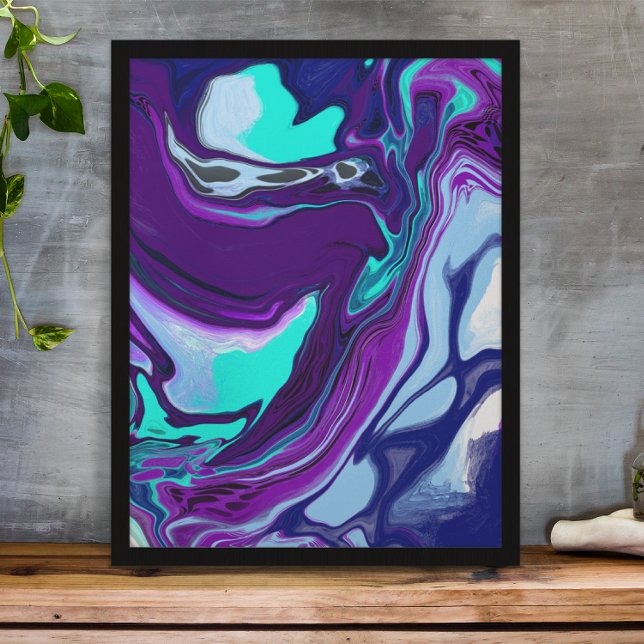 Poster Arte de Abstrato de Fluidos Roxos e Teais (Criador carregado)