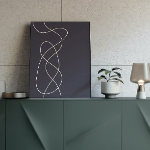 Poster Arte de Abstrato de linha azul minimalista à meia