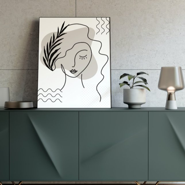 Poster Arte de Abstrato de Linha Botânica Preta e Branca (Criador carregado)