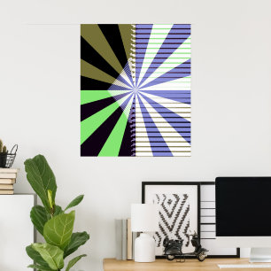 Poster Arte de Abstrato do Meio século Sun Retroativo