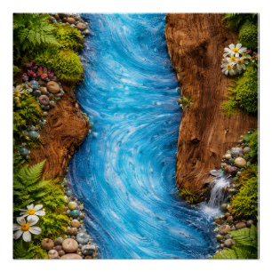 Pôster Arte de Água da Floresta Serena Natureza Tranquila