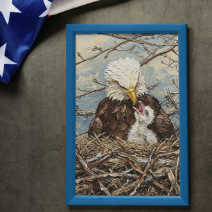 Poster Arte de Águia Americana e Ninho de Aguieta