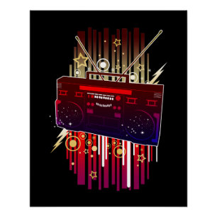 Pôster Arte de Alto-Falante Retro Vibrante com Energia Mu