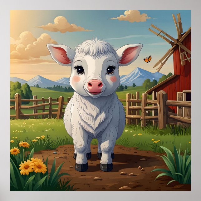 Poster Arte de animais fofos da fazenda (Frente)