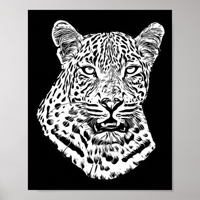 Poster Arte de Animais Selvagens da Cabeça de Leopardo Br (Frente)